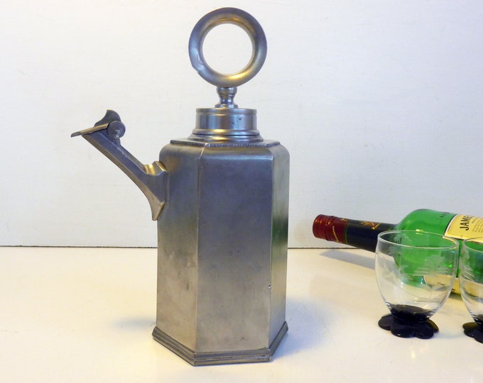 VIntage Mid century Reproduction Max Hediger Zurich Swiss Pewter Flagon Jug Tankard - Octagonal Prisemkanne Wine Cooler / Decanter / Charger