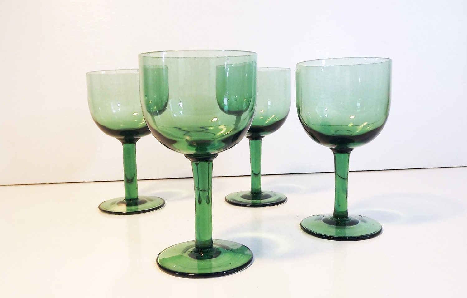 Green Glass Goblets Vintage, Vintage Glass Wine Glasses