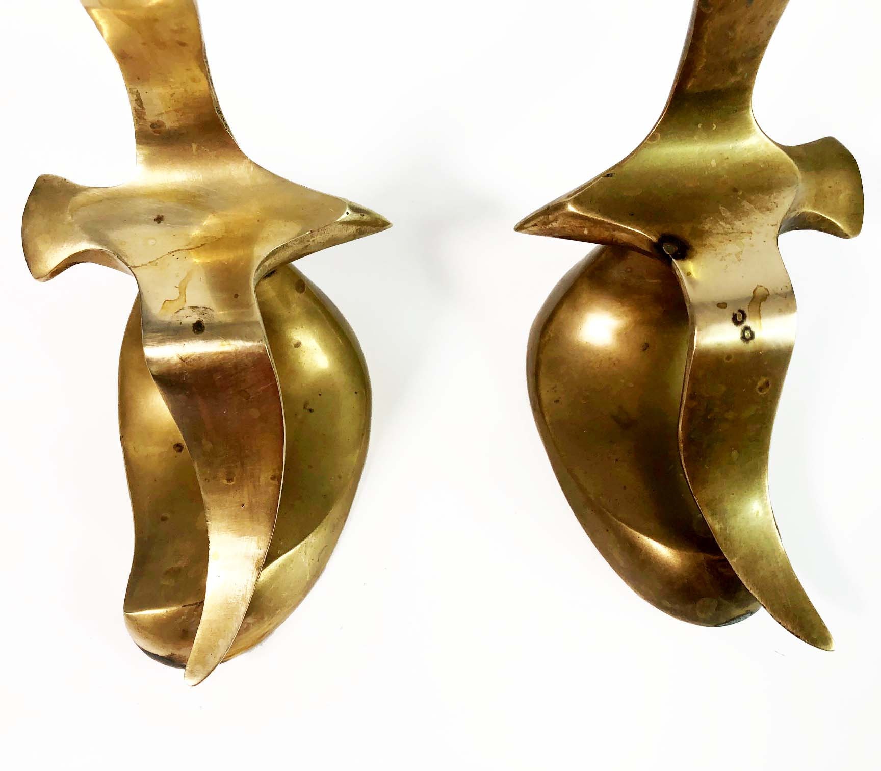 Vintage Brass Bookends Pair of Solid Brass Flying Bird Seagull 2 Vintage Brass Bookends