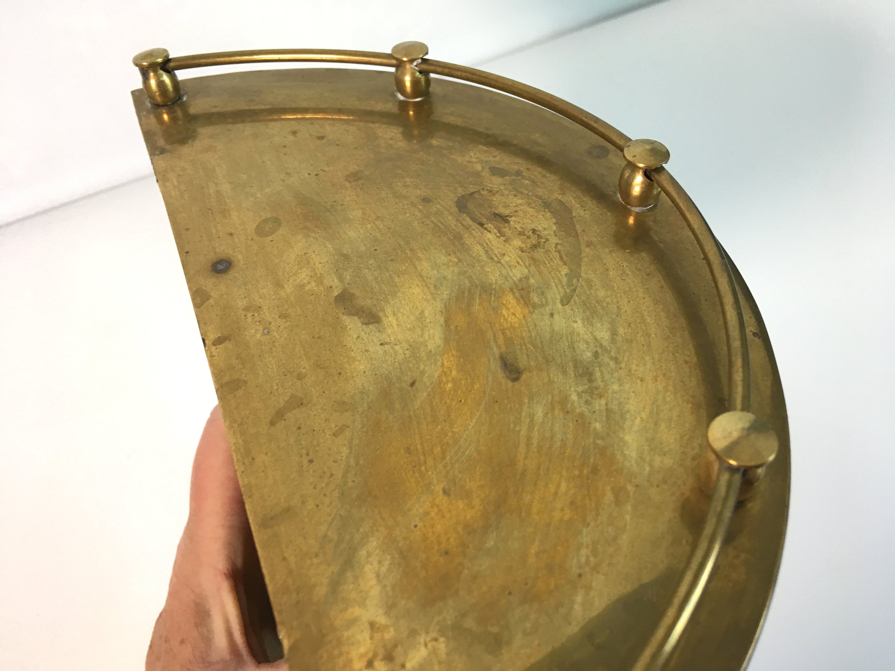 Vintage Brass Wall Shelf Ornate Large Hollywood Regency Shelf w/ Top