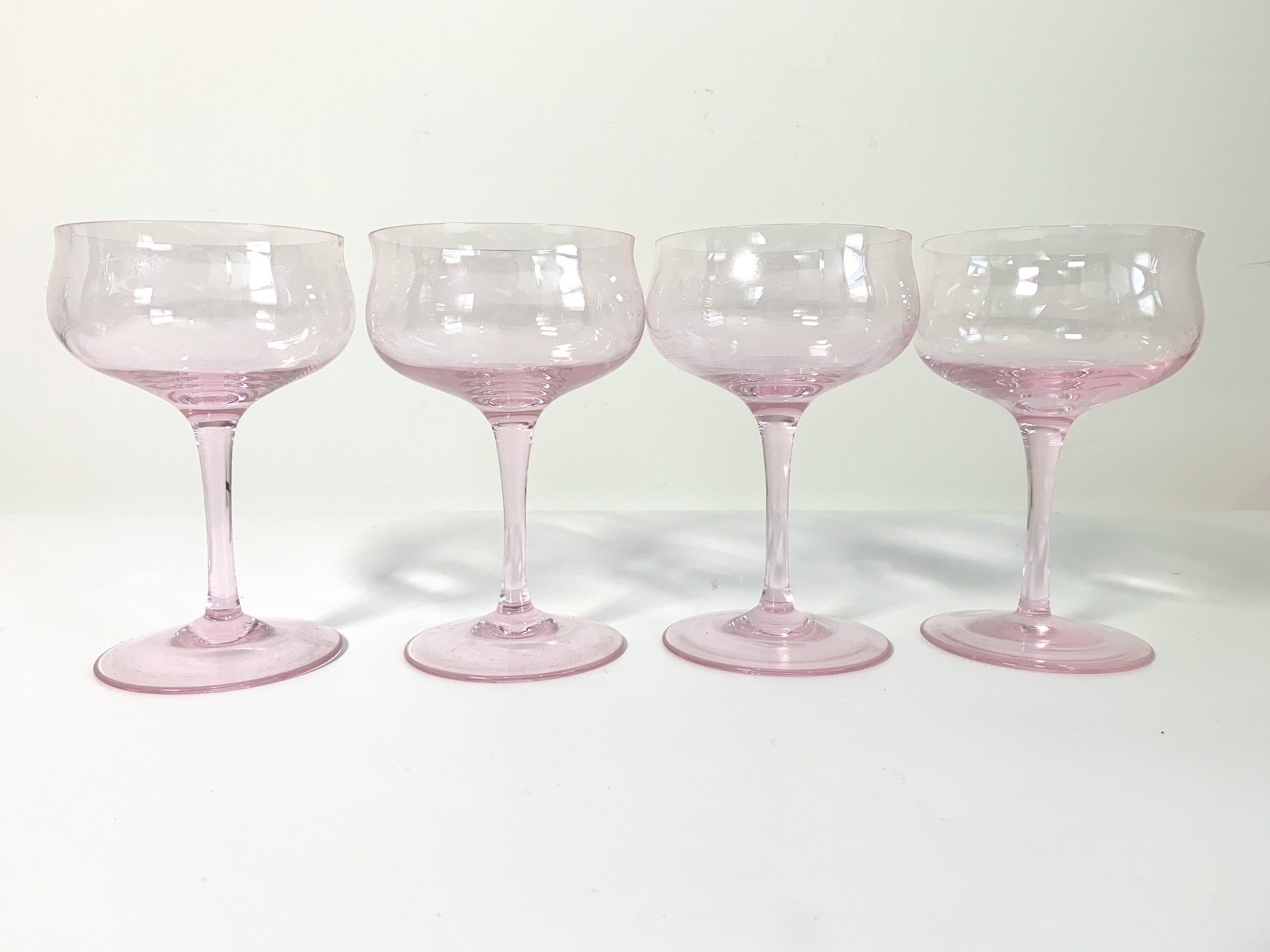 Vintage Set 4 Pink Champagne Coupes Evening Rose Tiffin Franciscan