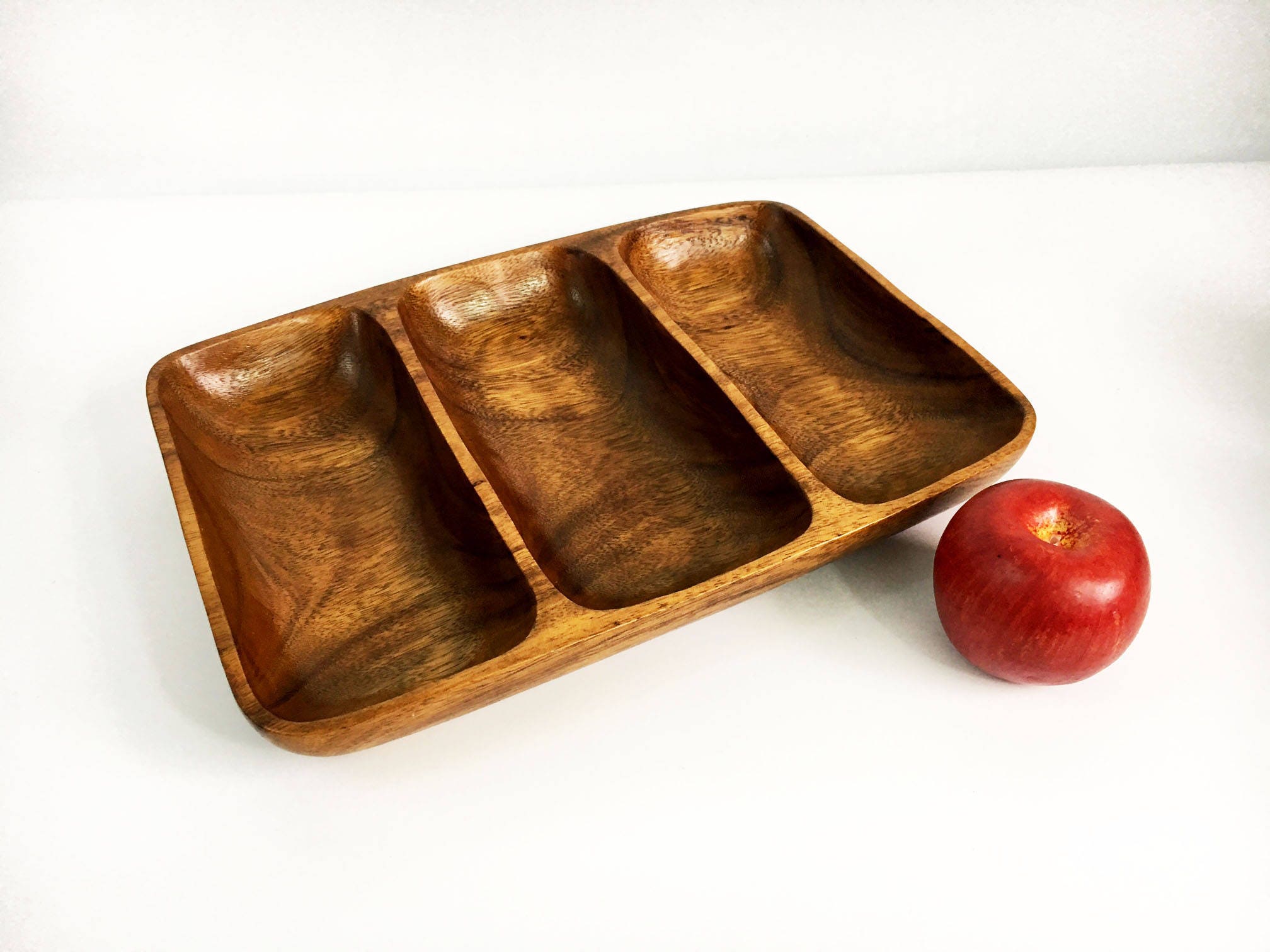 Vintage Monkey Pod Wood Tray Made In The Philippines Retro Gallery Photo