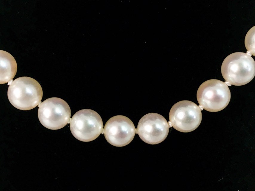 Vintage Pearl Necklace w/ Sterling Silver Clasp - 17 Long Single Strand ...