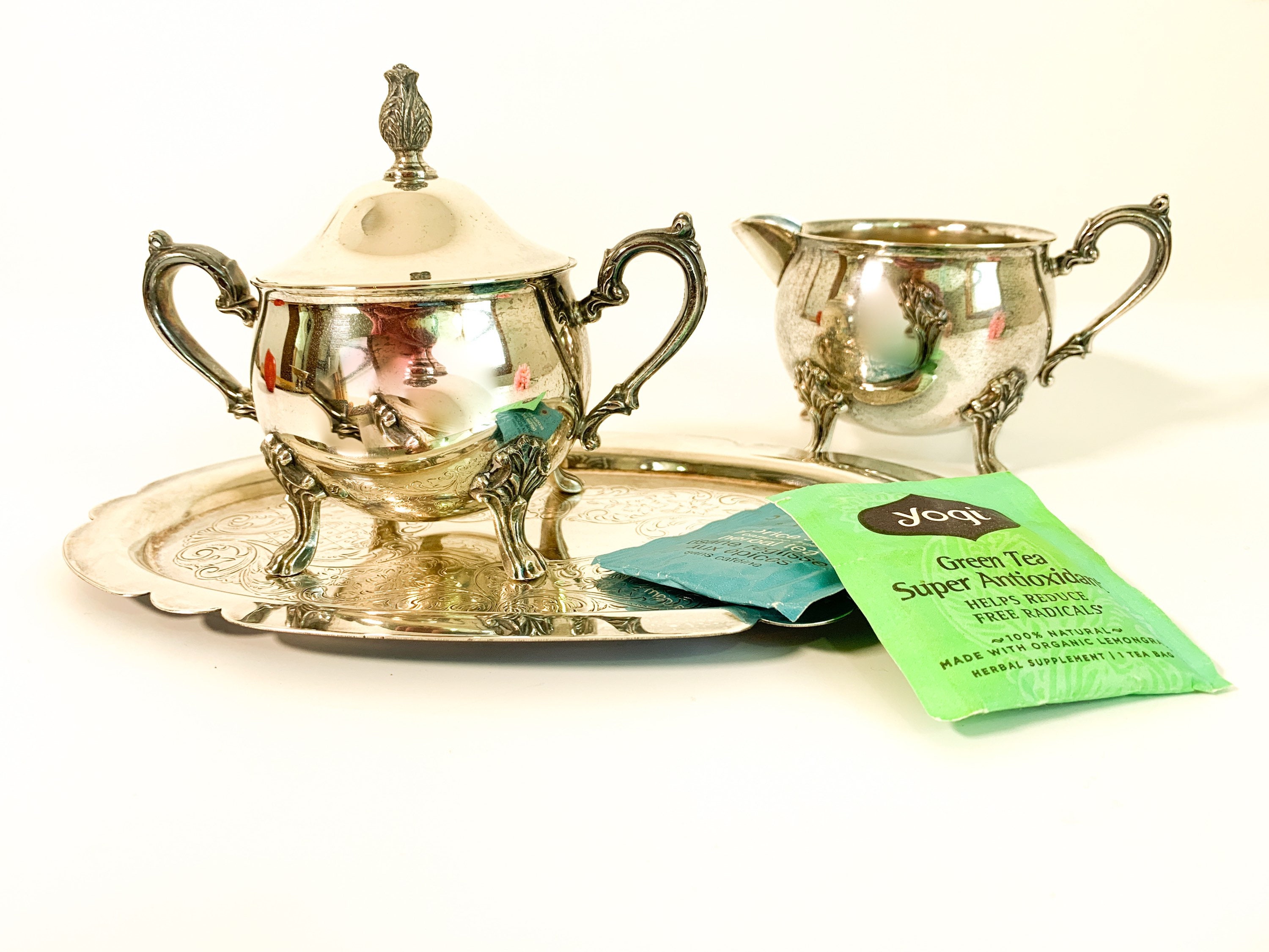 Vintage silver plate shop sugar and creamer