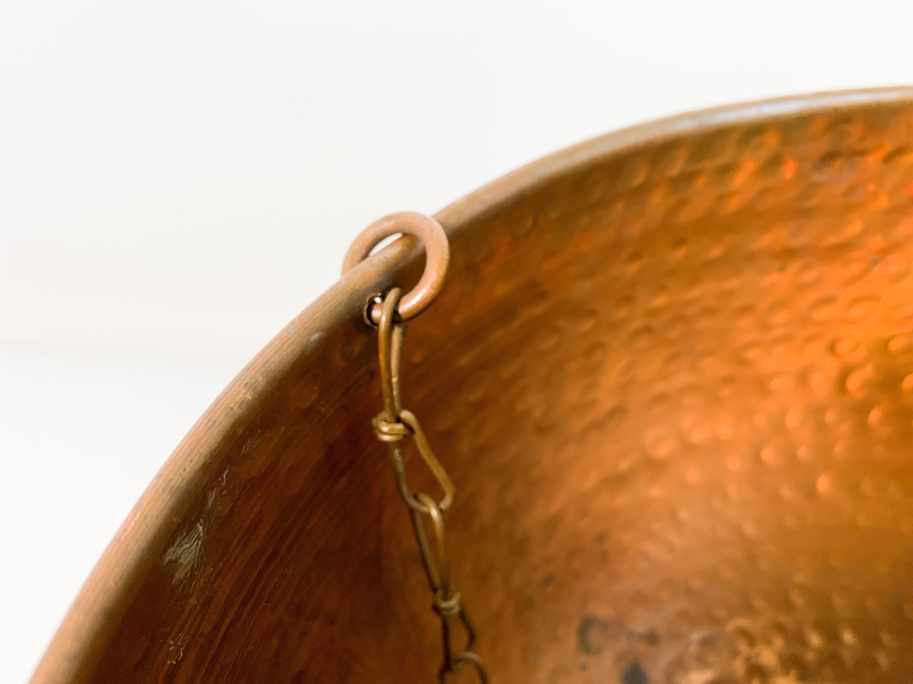 Vintage Hanging Copper Bowl Hammered Planter Copper 3 Chain Retro