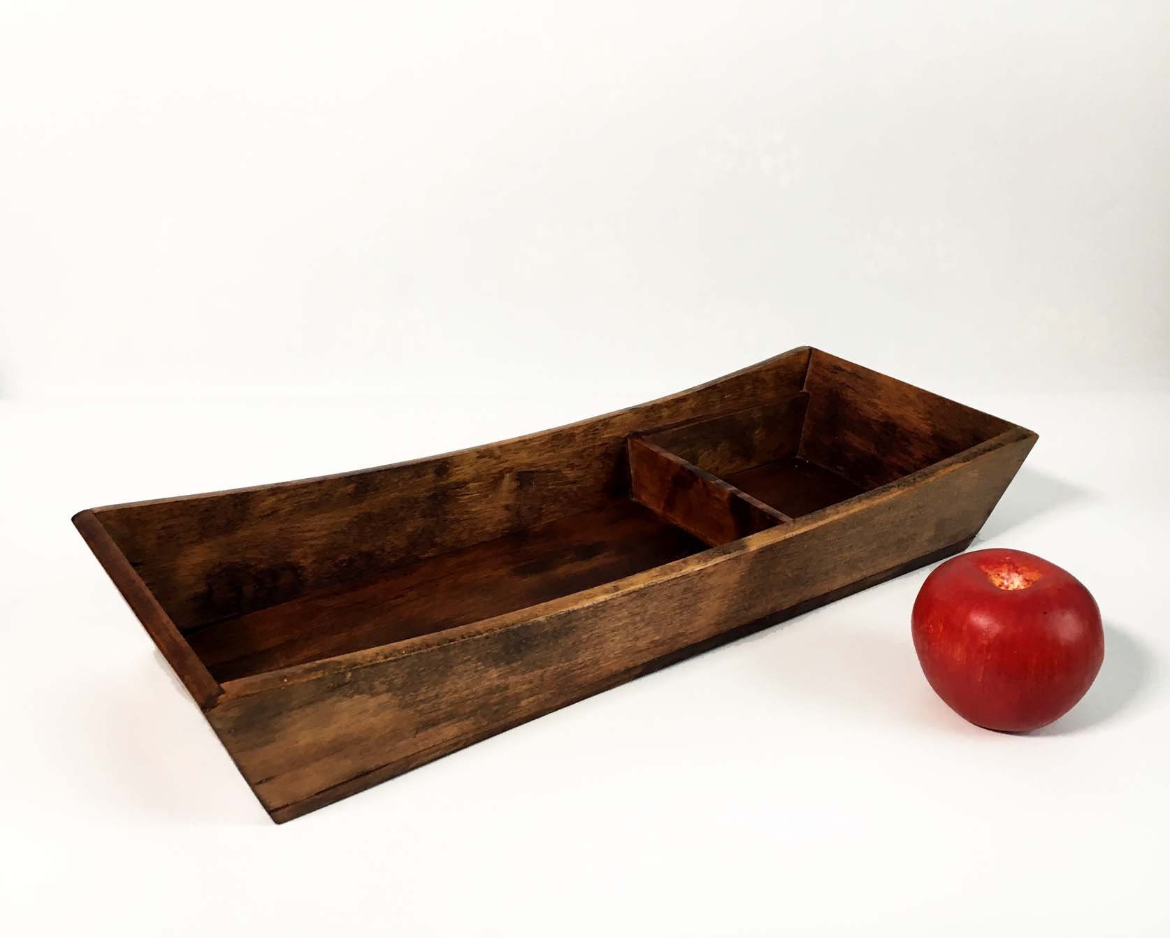 vintage long rustic wood tray or centerpiece - wooden