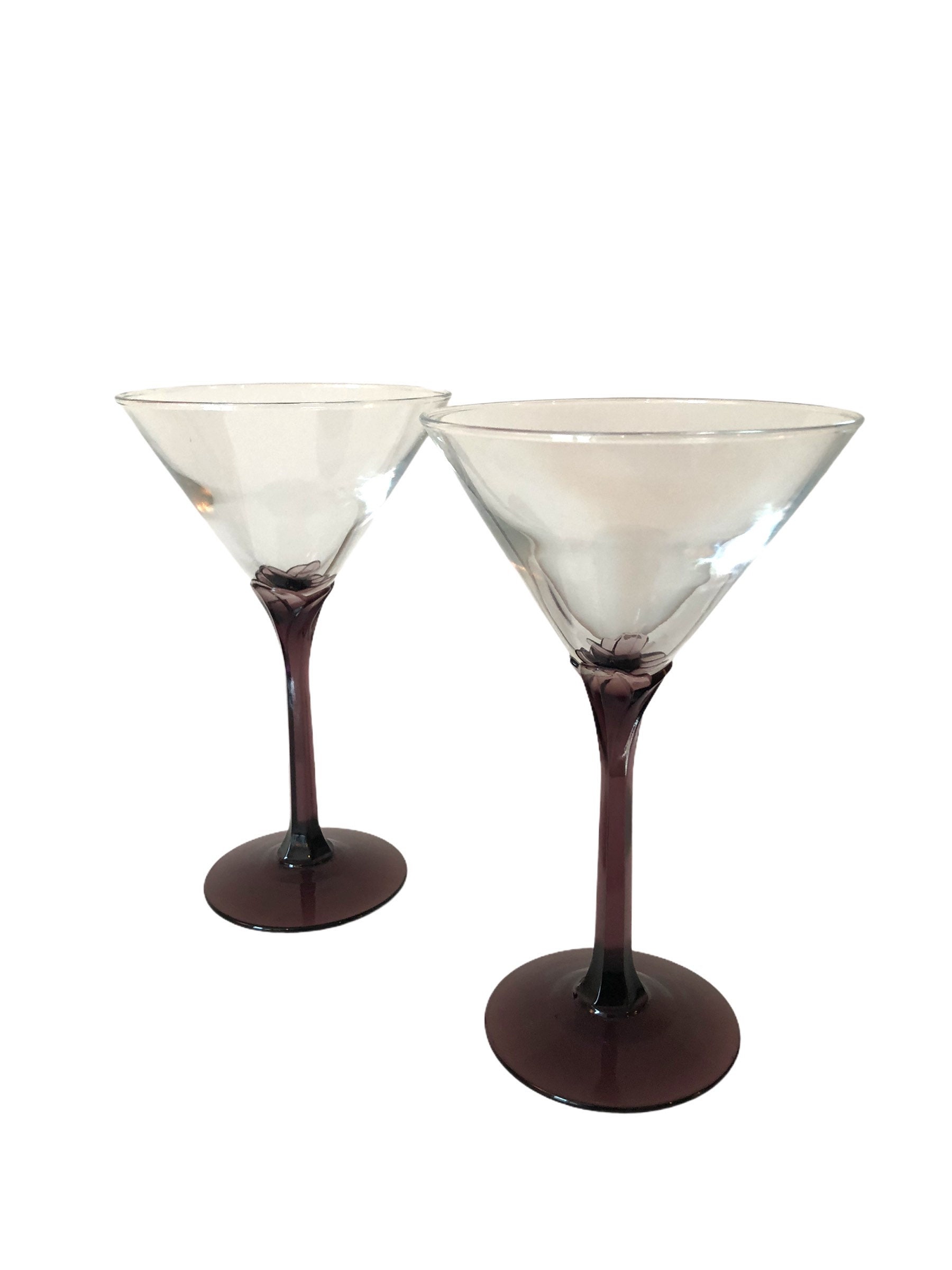 Pair of Purple Stem Martini Glasses - Set of 2 Libbey Domaine