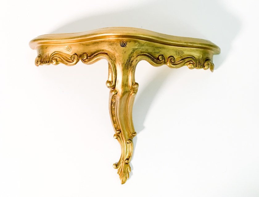 Vintage Gold Mid Century Shelf Shabby Chic Gold Ornate Shelf
