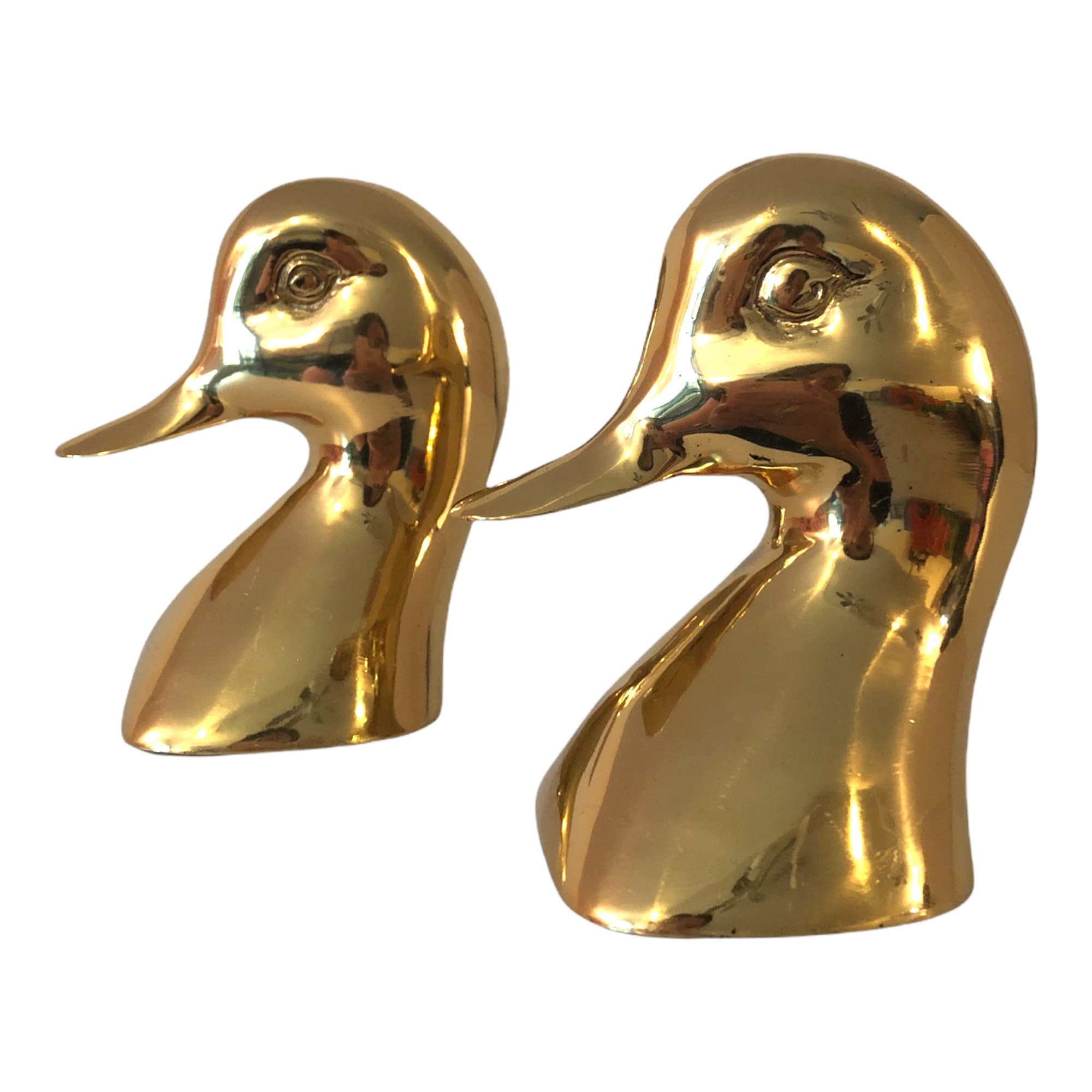 Brass Duck Book Ends Vintage Brass Bookends Pair of Brass Ducks 2