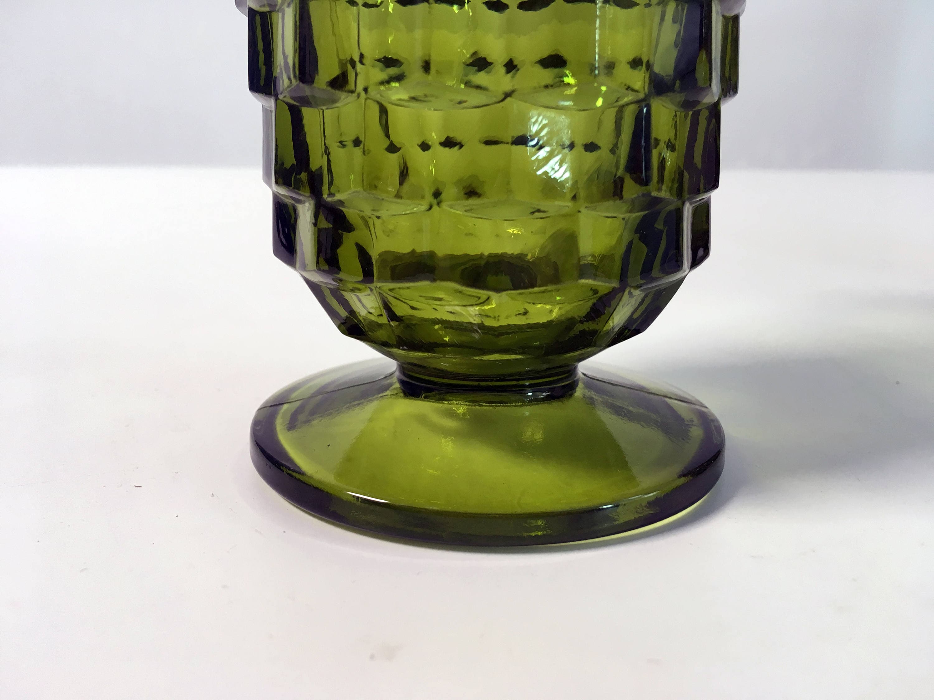 Vintage Set of 4 Green Glasses Whitehall Green Colony Large Heavy