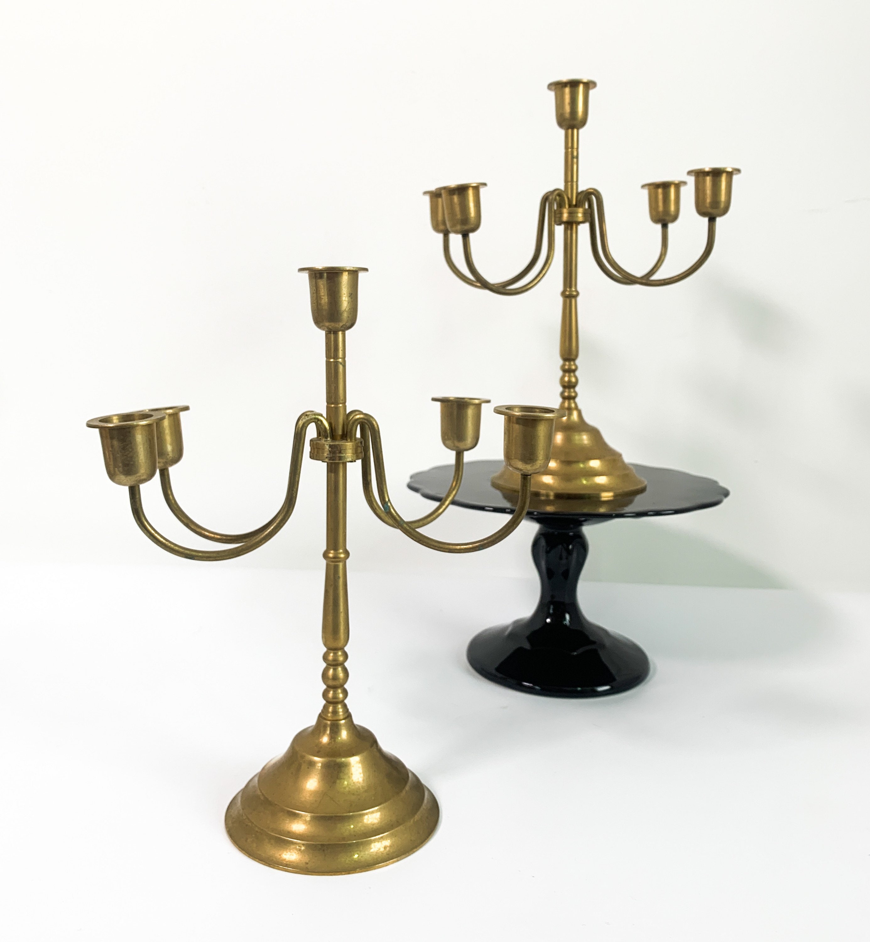 Vintage Pair of Brass Candle Holders Set of 2 4 Arm 5 Candle