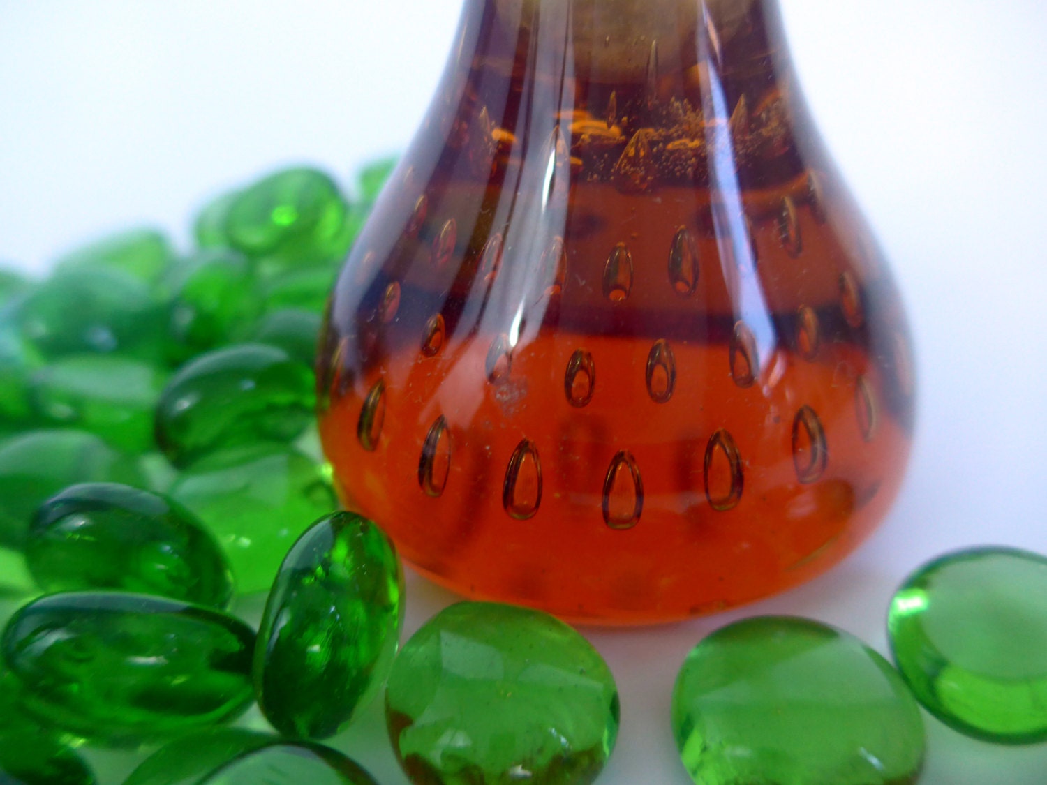 Vintage Bubble Glass Vase Orange Aseda Glassworks Art Glass Jack in