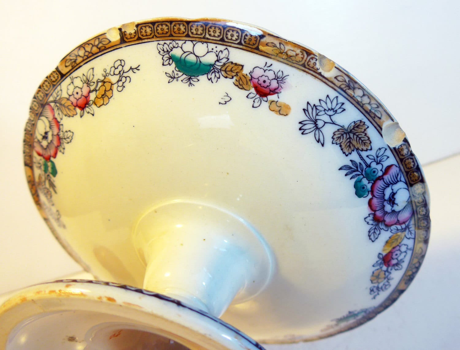 Antique Chinese Ching Cake Plate / Stand English Porcelain Cake Stand