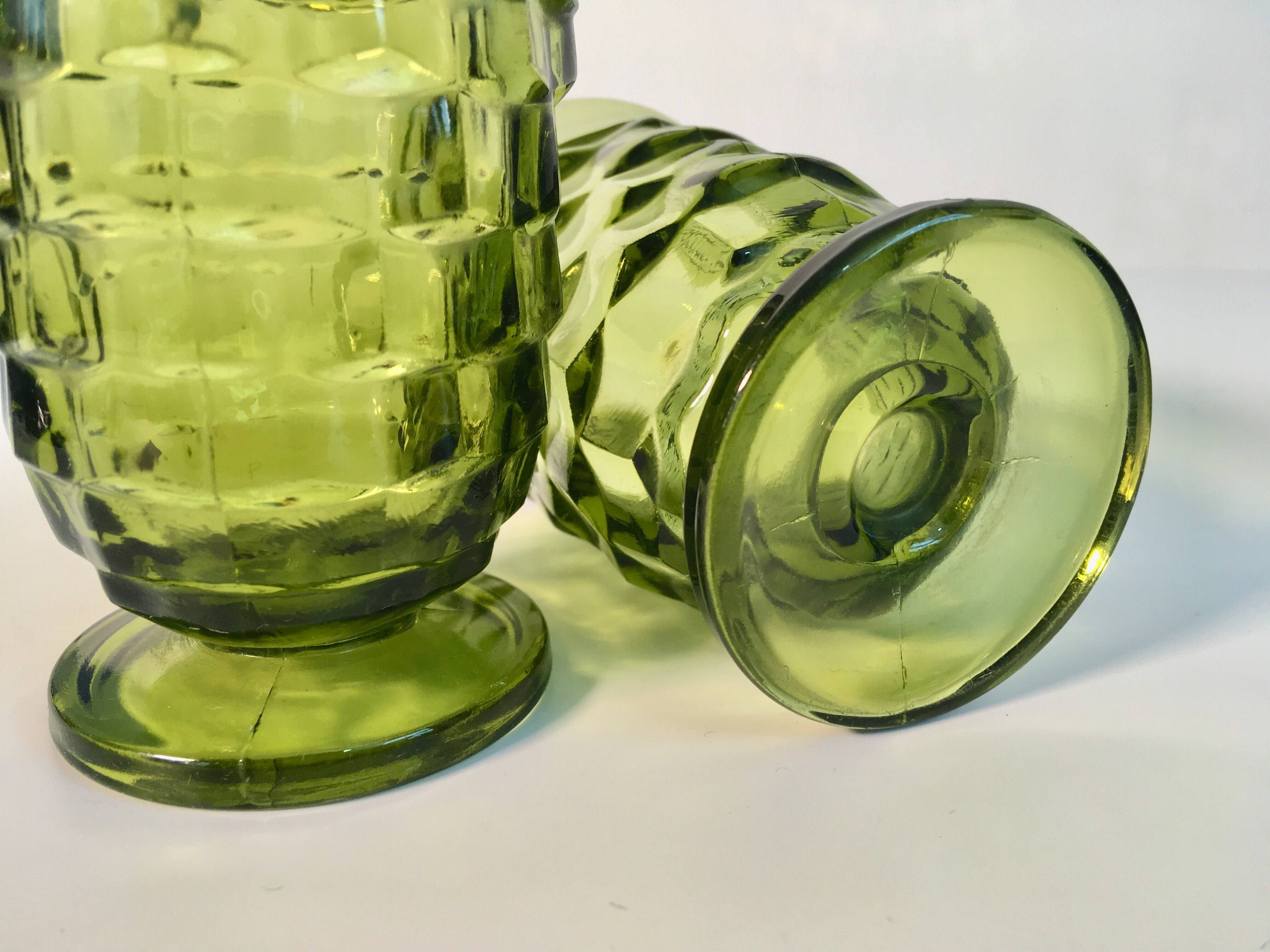 Vintage Set of 4 Whitehall Juice Glasses Green (Avocado) by Colony