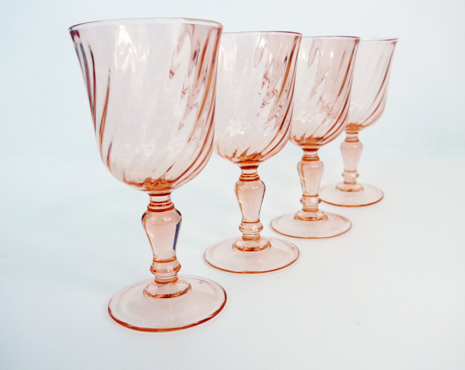 Vintage Pair of 4 Luminarc France Rosaline Pink Wine Glasses 4 Late