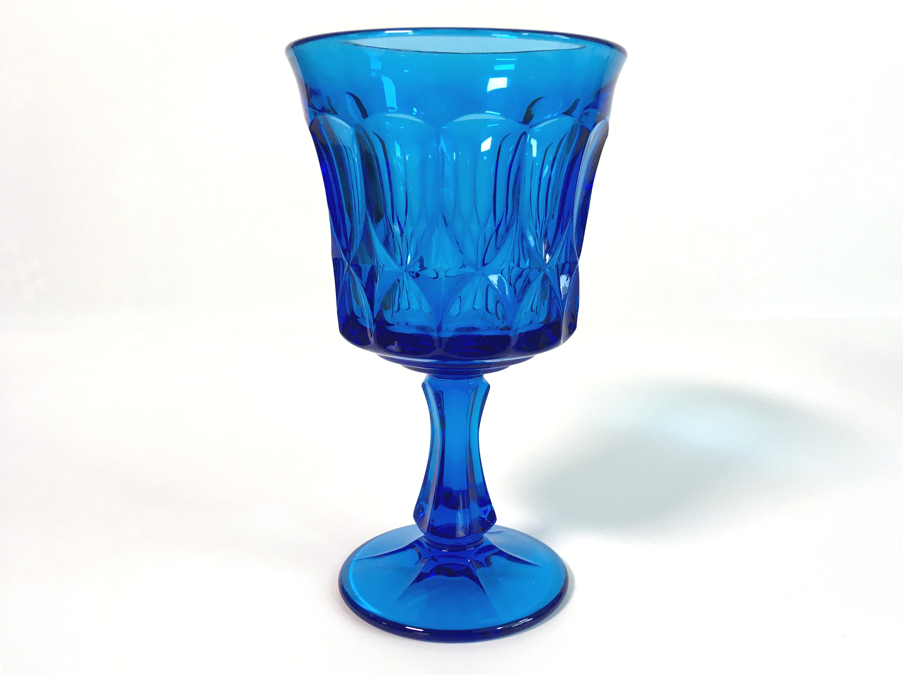 RESERVED FOR EILEEN Vintage Set of 8 Blue Noritake Perspective Glass