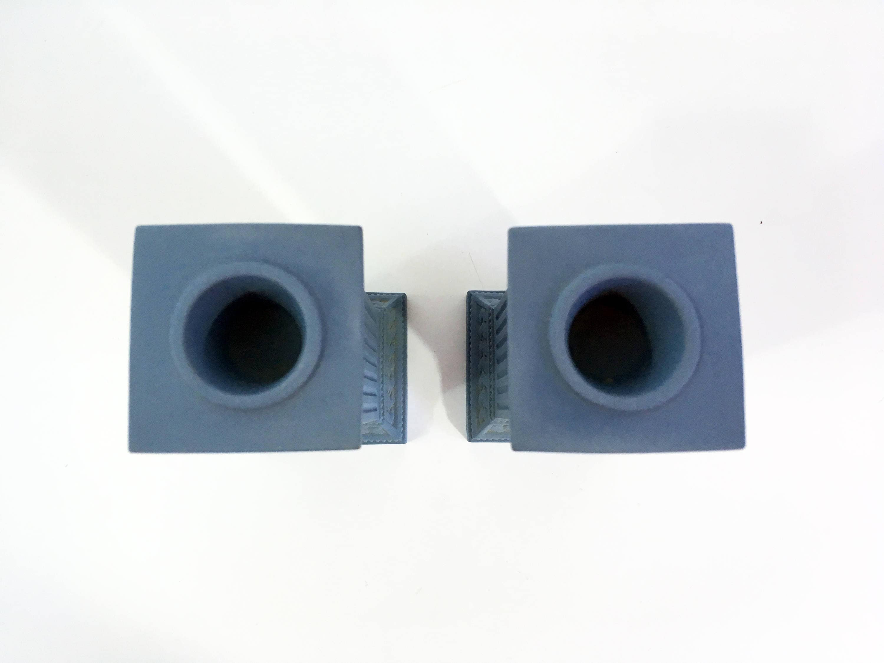 Vintage Pair Wedgwood Candle Holders 5 Candlestick Cream Color on