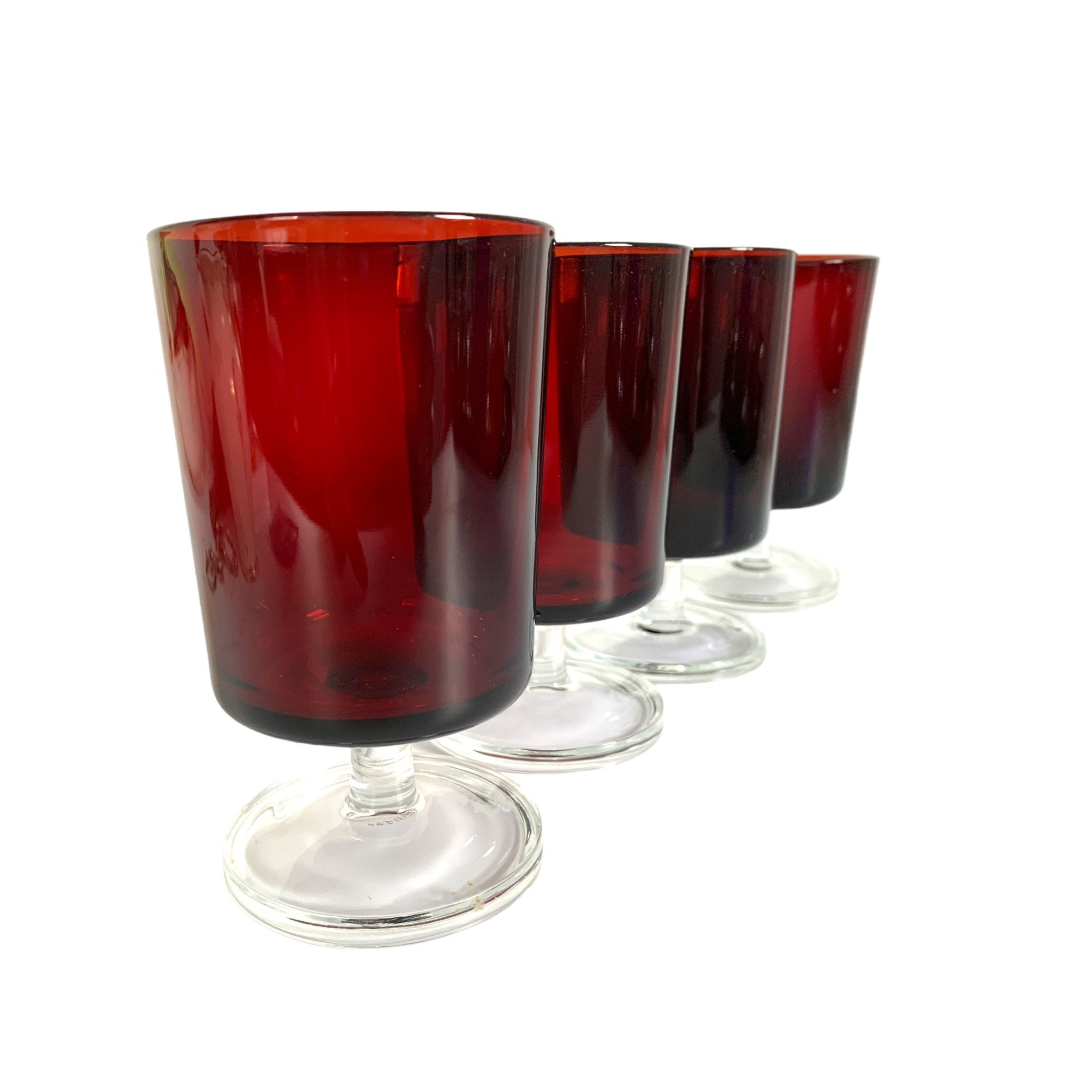 4 Vintage Ruby Red France Large Wine / Water Glasses - Luminarc Water  Glasses or Goblets - Vintage Red Glassware Stemware