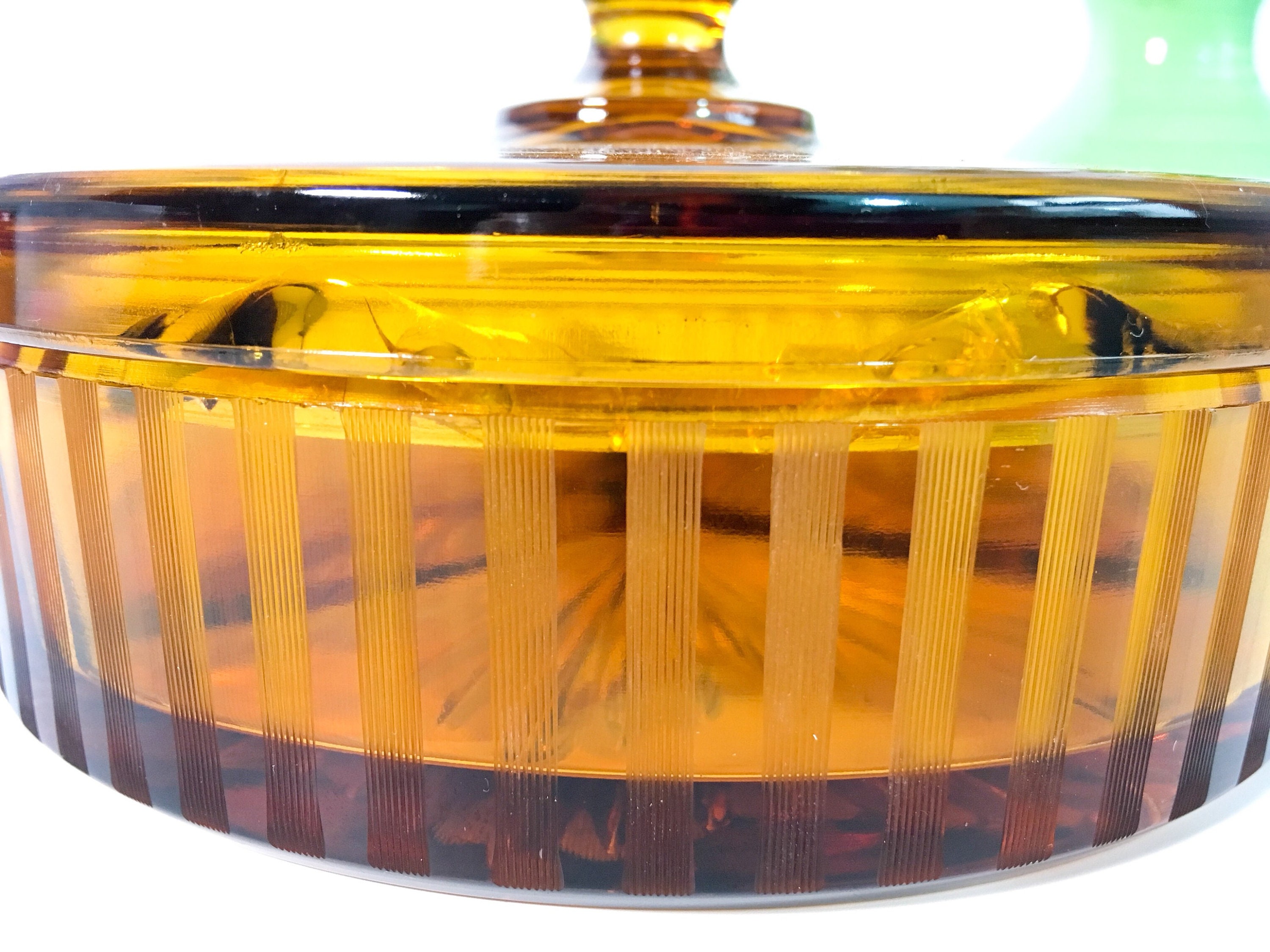 Vintage Candy Dish Dark Amber Candy Dish with Lid, Brown Glass Divided ...