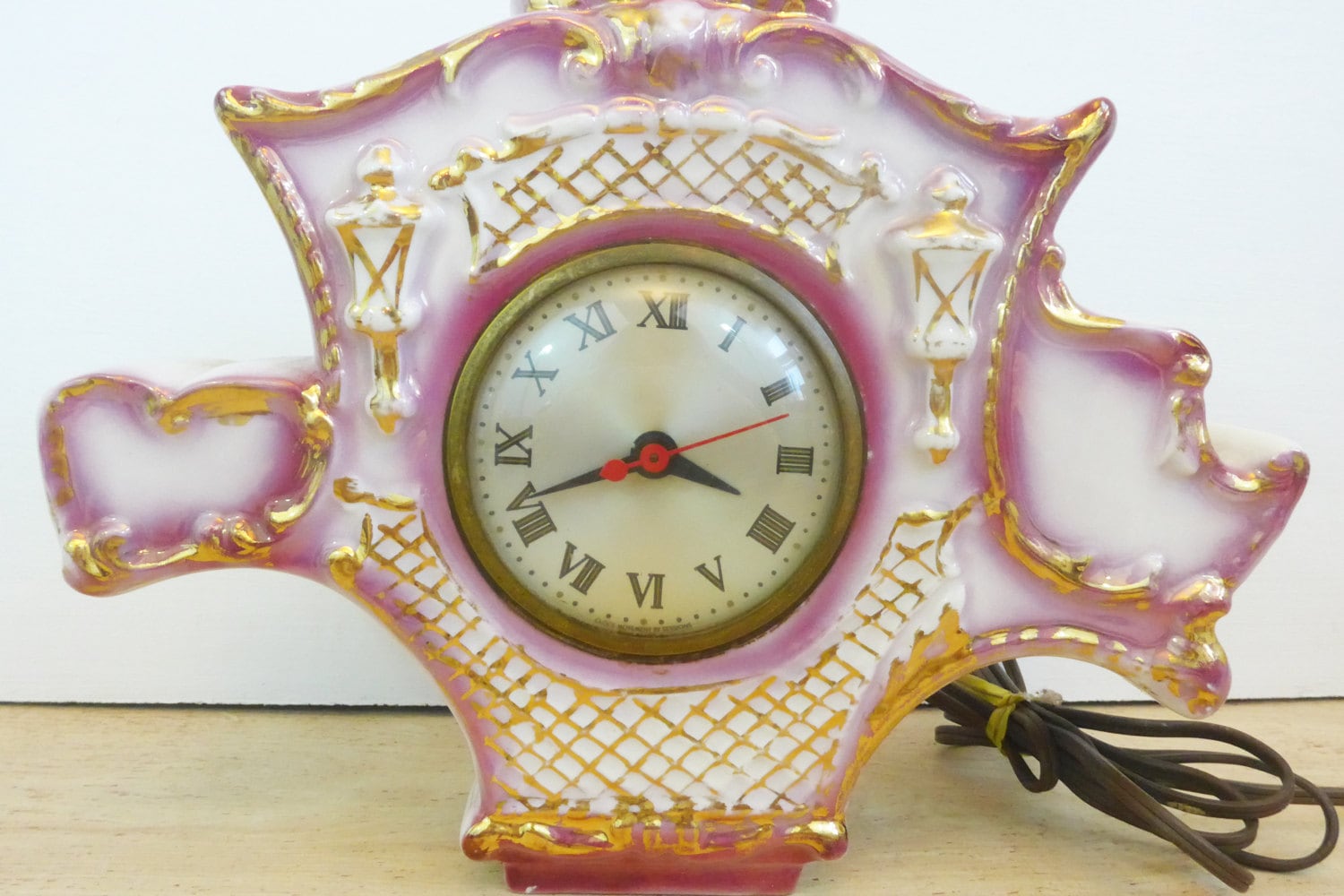Vintage Sessions Pink Carriage Clock Working Princess Carriage Wall