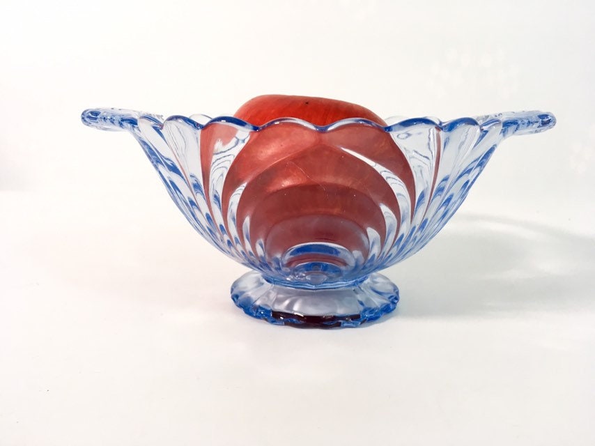 Vintage Cambridge Caprice Midnight Blue Glass Condiment Bowl Serving