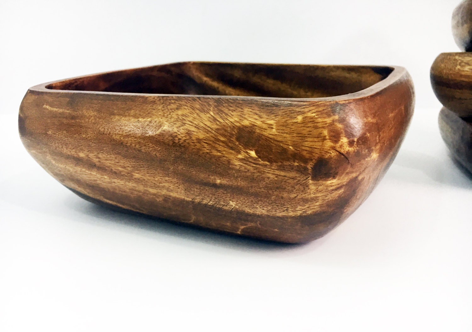 Wood Salad Bowls Vintage Wooden Genuine Acadia Wood Made in the
