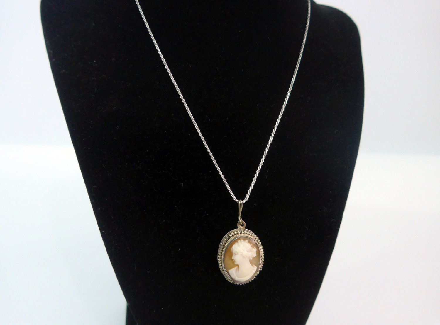 Antique Hand carved Cameo Pendant 925 Necklace or Brooch on Sterling ...