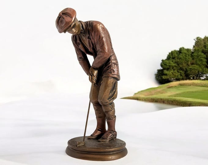 Vintage Statue AUSTIN PRODUCTIONS Sculpture Golfer "Hampton Green" by Alexsander Danel Retro Home Decor - Golf Sport MEMORABILIA 1992