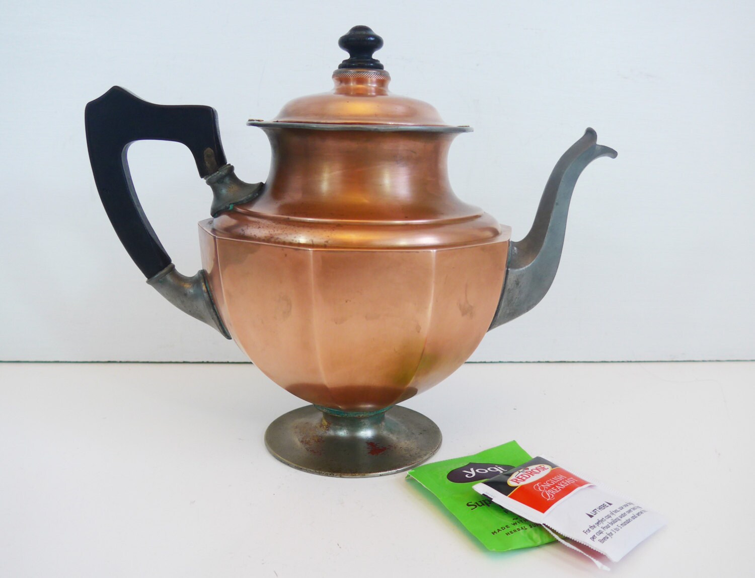 Antique Copper Art Deco Teapot w/ Strainer Manning Bowman w/ Strainer