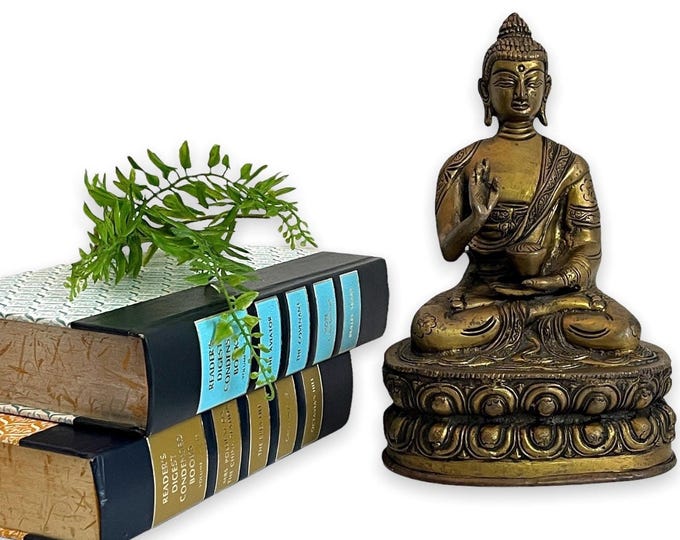 Vintage Brass Buddha - Retro Home Decor Sculpture Figure - Heavy Siddhattha Gotama Statue Late Mid Century Home Decor
