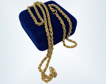 Vintage Necklace & Bracelet Set - Gold Tone Rope Chain - 18” Necklace w/ Matching Bracelet