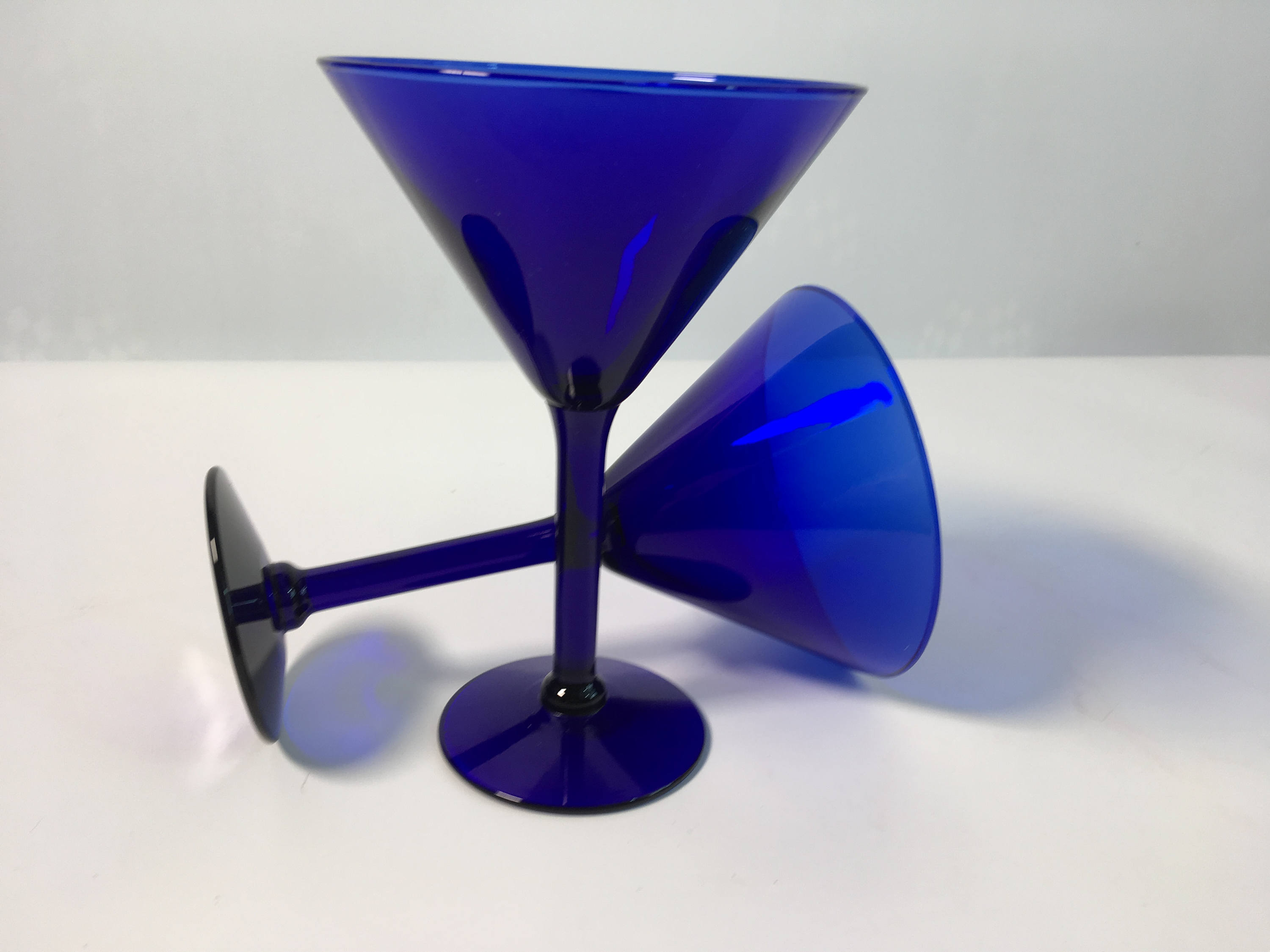 4 Vintage Blue Martini Glasses Set of 4 Cobalt Blue Glass Martini
