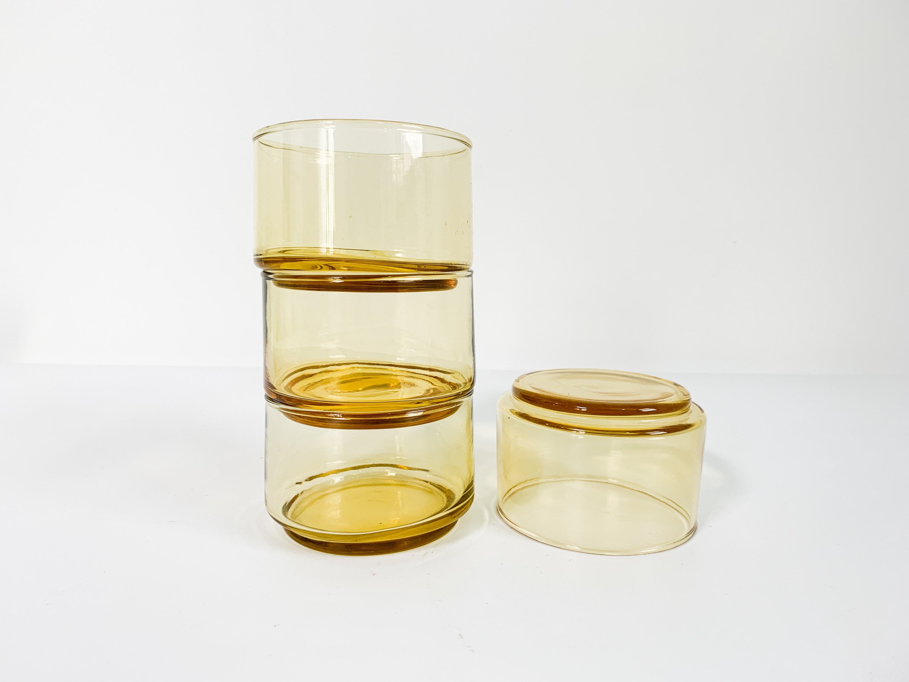 Stackable Yellow Amber Glass Drinking Glasses (Set of 5) – CONVEY