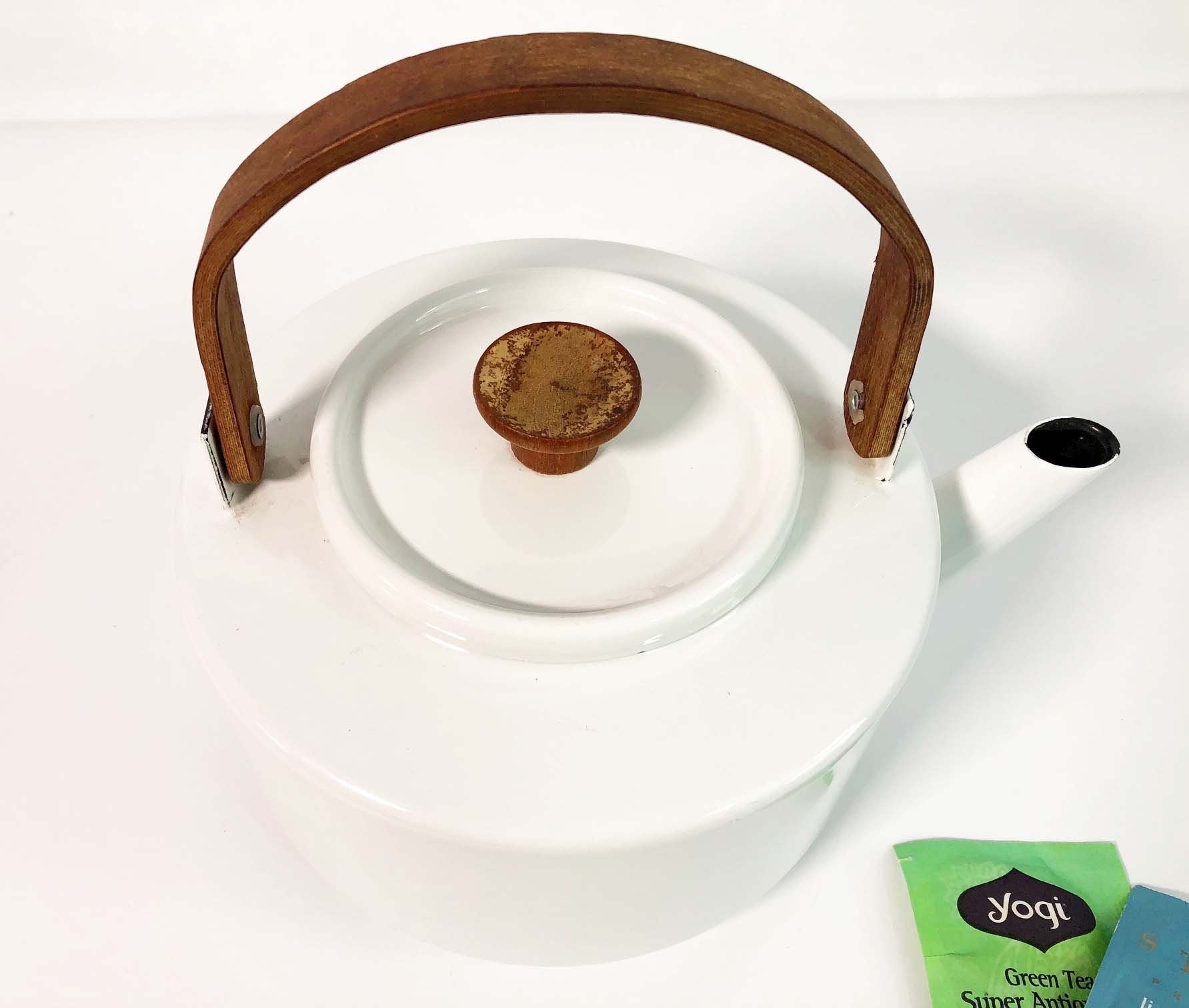 Danish Michael Lax Copco White Enamel Tea Kettle / Pot Made in Spain