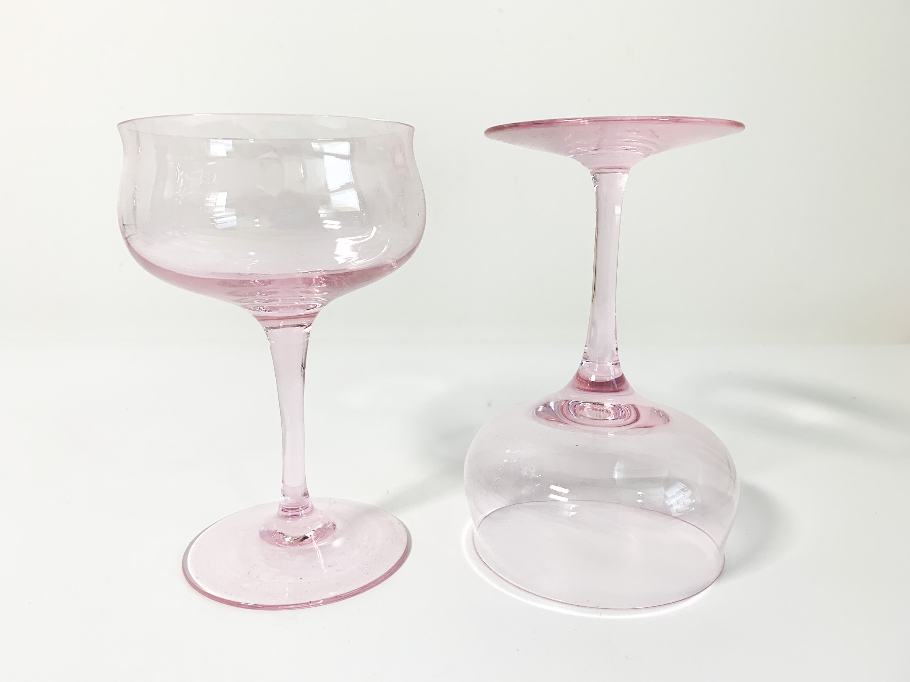 Vintage Set 4 Pink Champagne Coupes Evening Rose Tiffin Franciscan