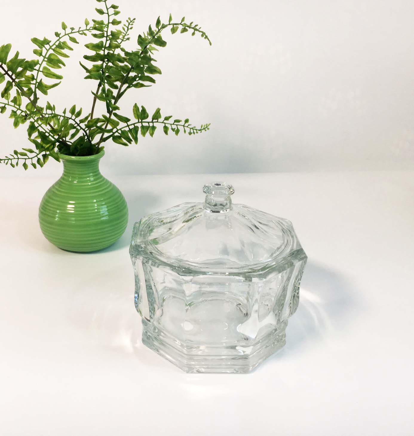 Vintage Heavy Clear Glass Candy Apothecary Jar with Lid Storage Jar
