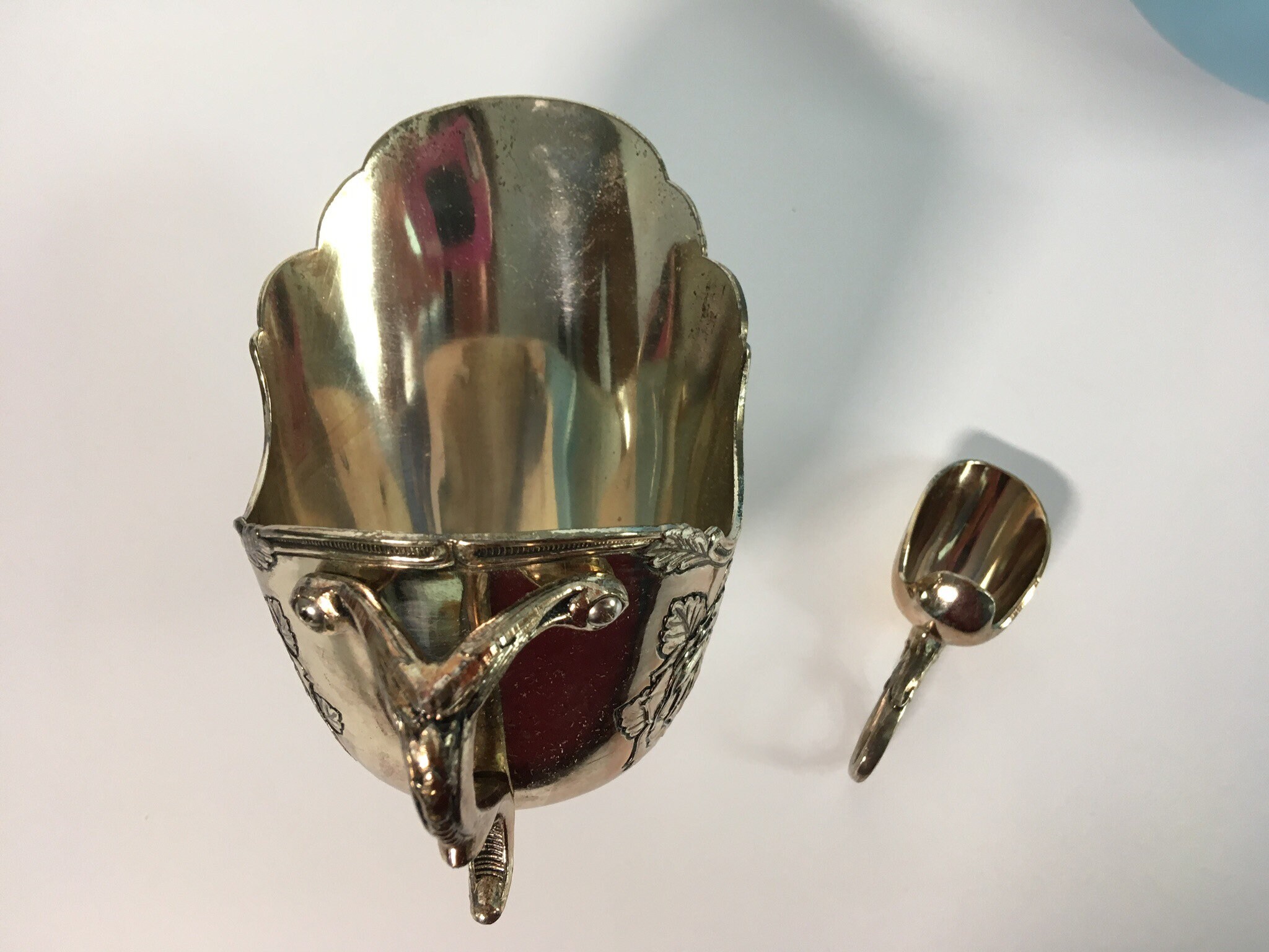 Vintage Sugar Scuttle With Scoop - Silverplate Sugar Bowl ...