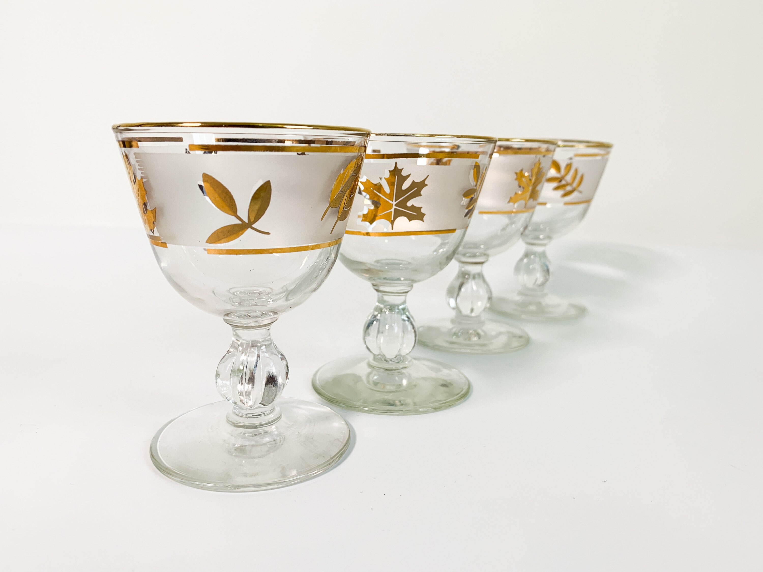 Libbey Golden Foliage Mid Century Pilsner Glasses MCM Chic 