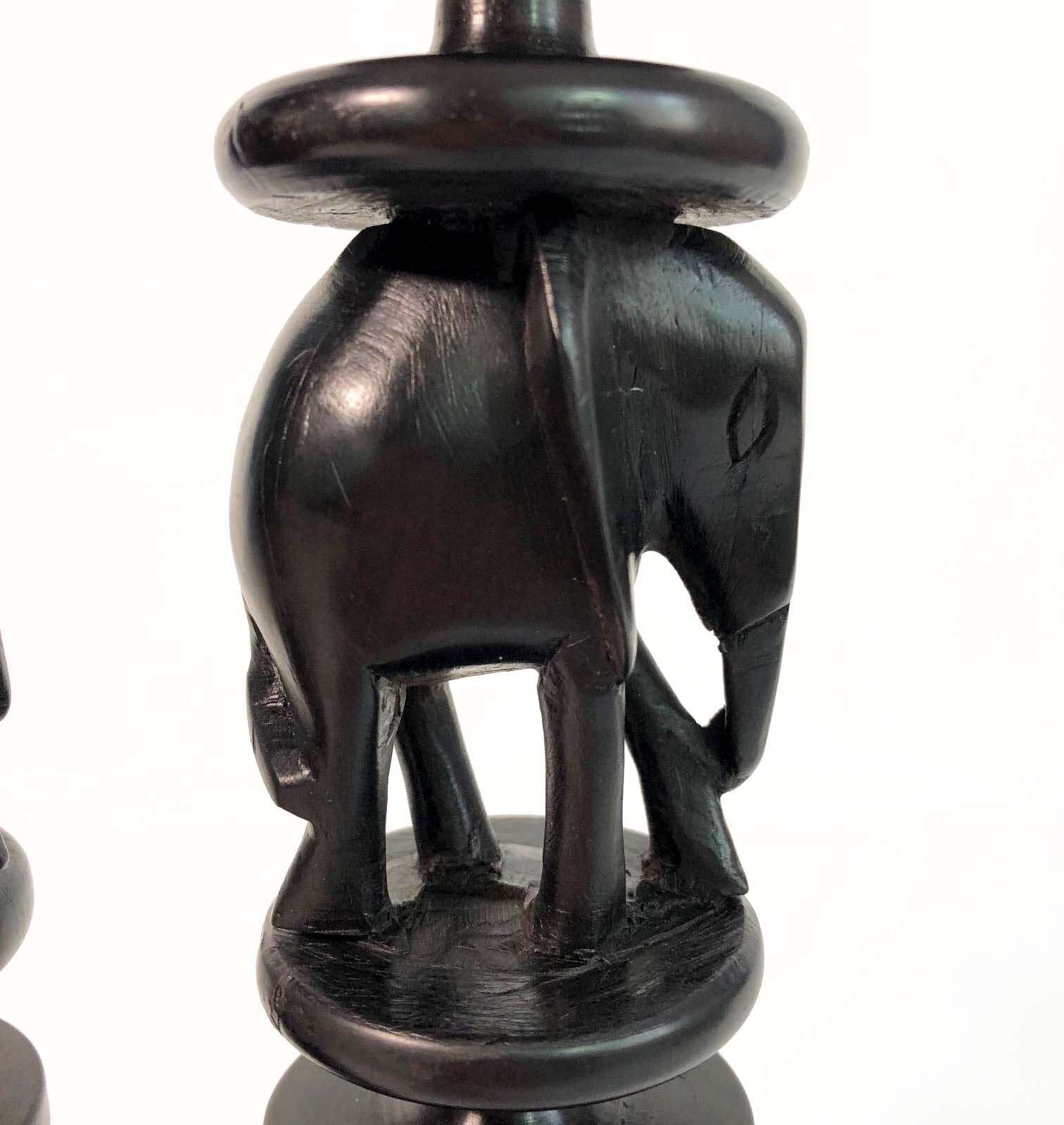 Vintage Ebony Candlestick Holders Set of 2 Pair of Dark Solid Wood