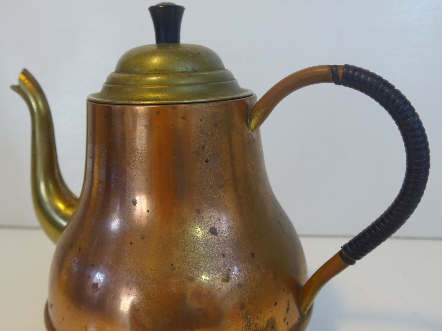 Farmhouse Antique Copper & Brass Coffee Pot or Tea Kettle