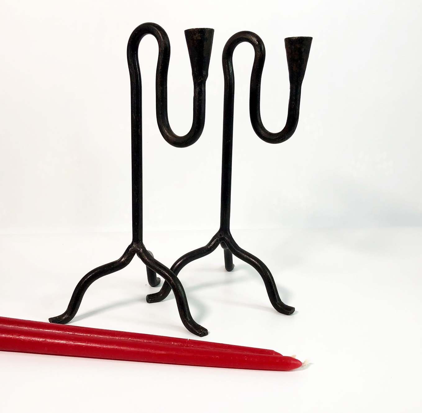 Vintage Tall Cast Iron Candle Holders Modern Design Candlestick