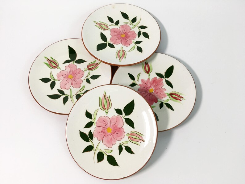 Vintage Kitchenware Pottery Mid Century Stangl Wild Rose Bread /& Butter Plate Retro Serving White w Pink Flowers
