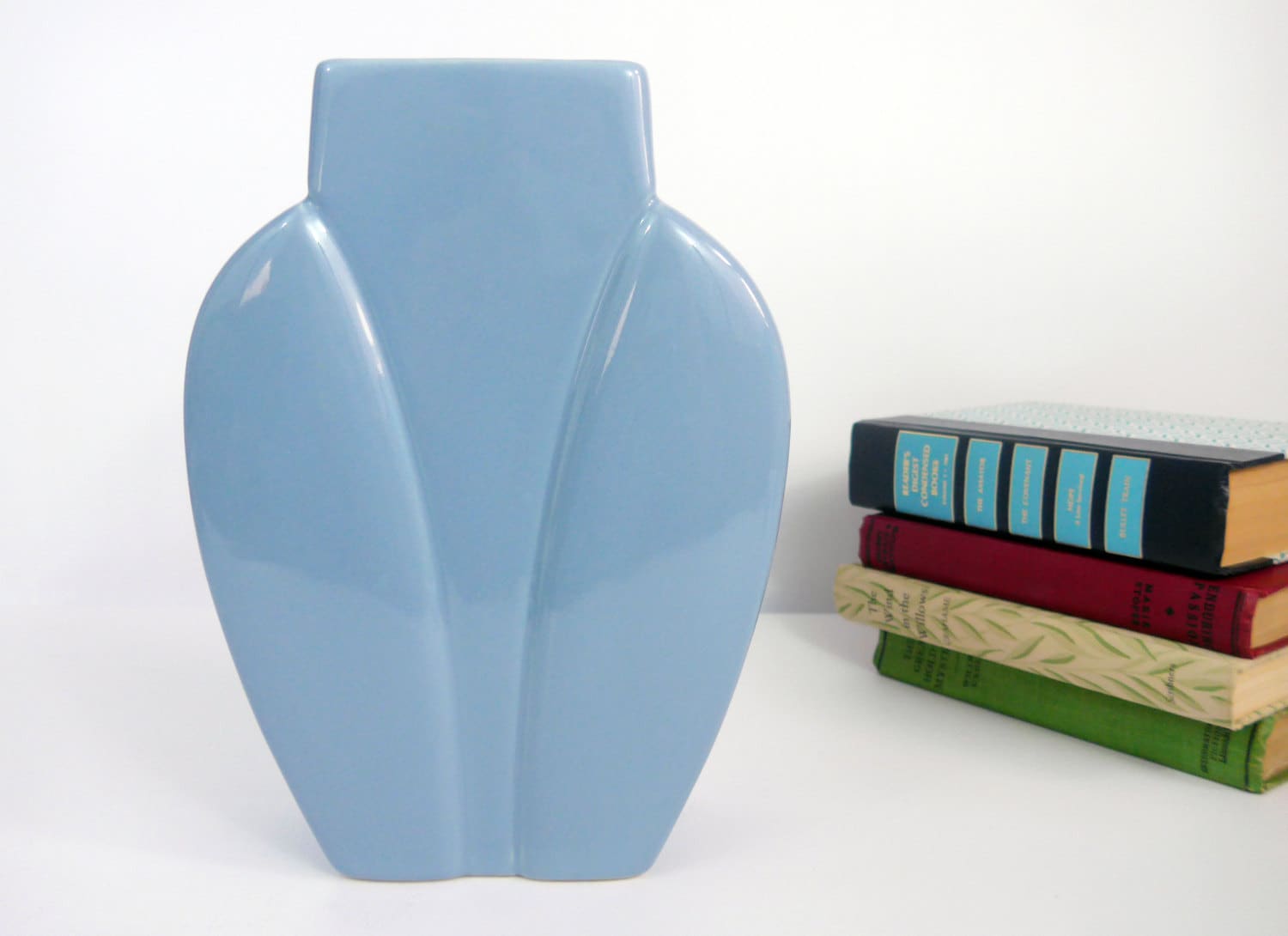 Vintage Blue Haeger Pottery Vase Floral Vase Ceramic Retro Mod Modern