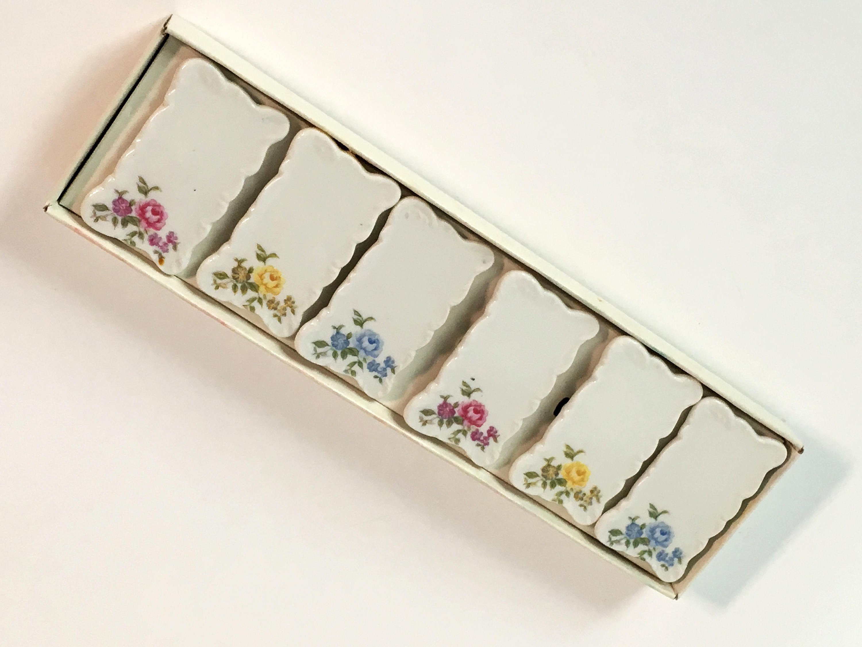 Vintage Ceramic Placecard Holders Set of 6 Place Card Holders Pink