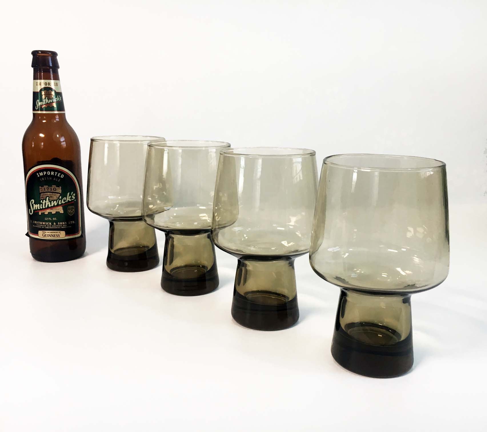 Vintage Brown Colored Beer Steiners Set of 4 Funky Libbey Accent
