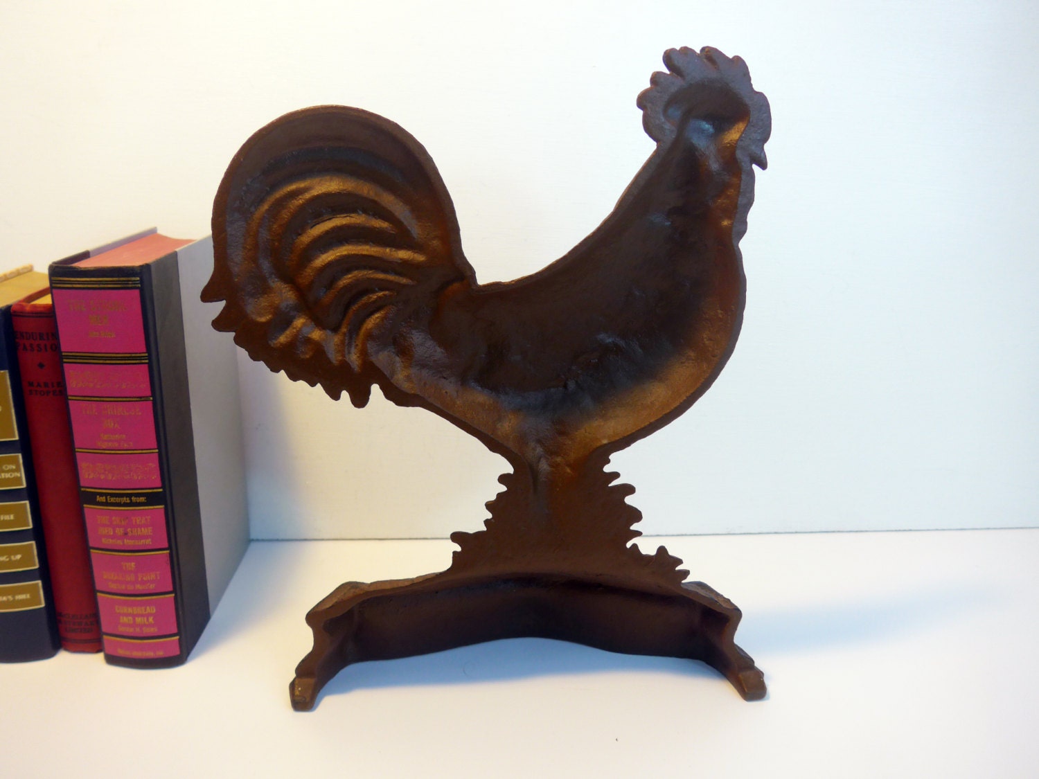 LARGE ROOSTER Cast Iron Decot - Vintage Chicken Cast Metal Doorstop Mantle Home Decor - Country