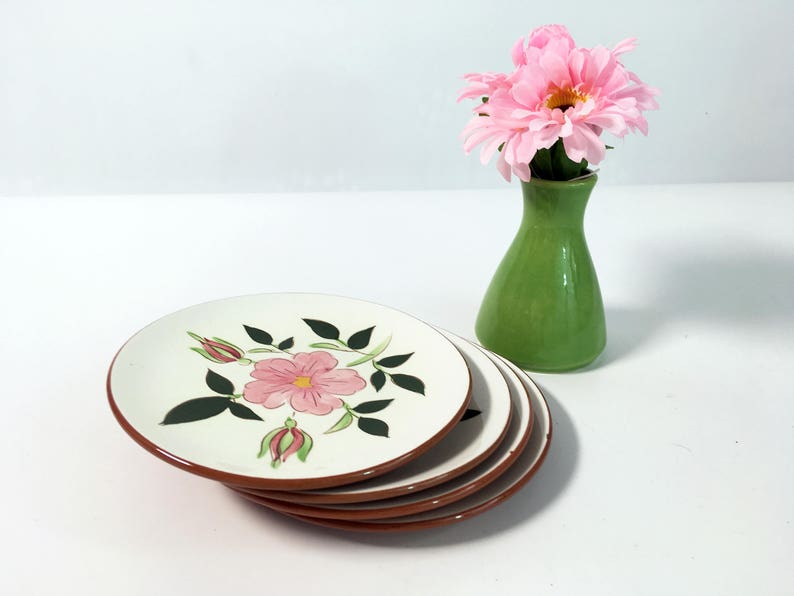 Vintage Kitchenware Pottery Mid Century Stangl Wild Rose Bread /& Butter Plate Retro Serving White w Pink Flowers