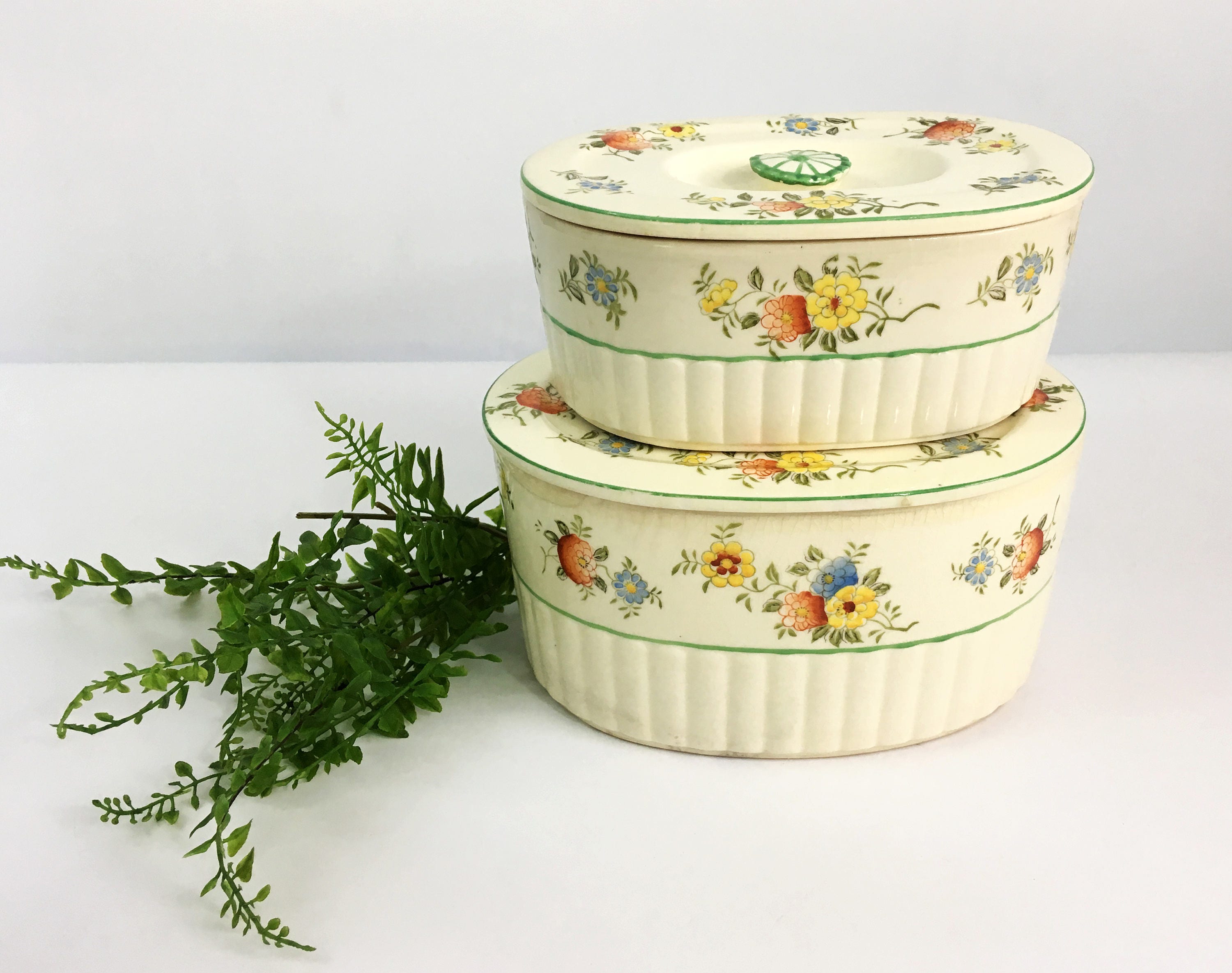 Seiei Co Matching China Canisters Japan 1930s Hand Painted