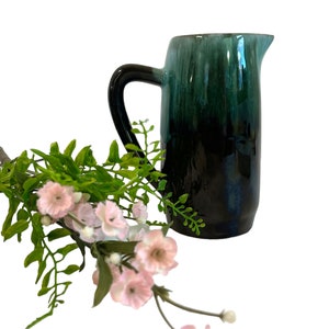Vintage Blue Mountain Pottery Pitcher: Green Drip Glaze, MCM Decor