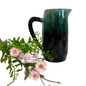 Vintage Pitcher Dark Green Drip Glaze by Blue Mountain Pottery - Mid century MCM Home Decor - Canada Art Pottery Ca 1960